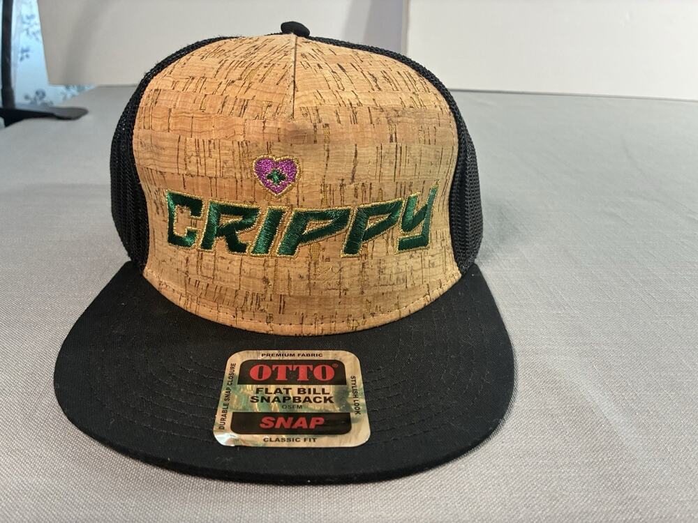 Otto Cork Trucker Hat Snapback Flat Bill Mesh Back Crippy Embroidery